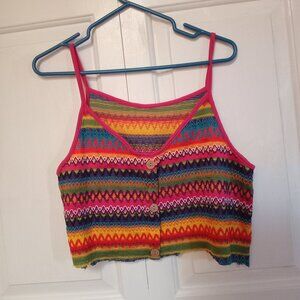 Women's Striped Colorful Crop Tank Top